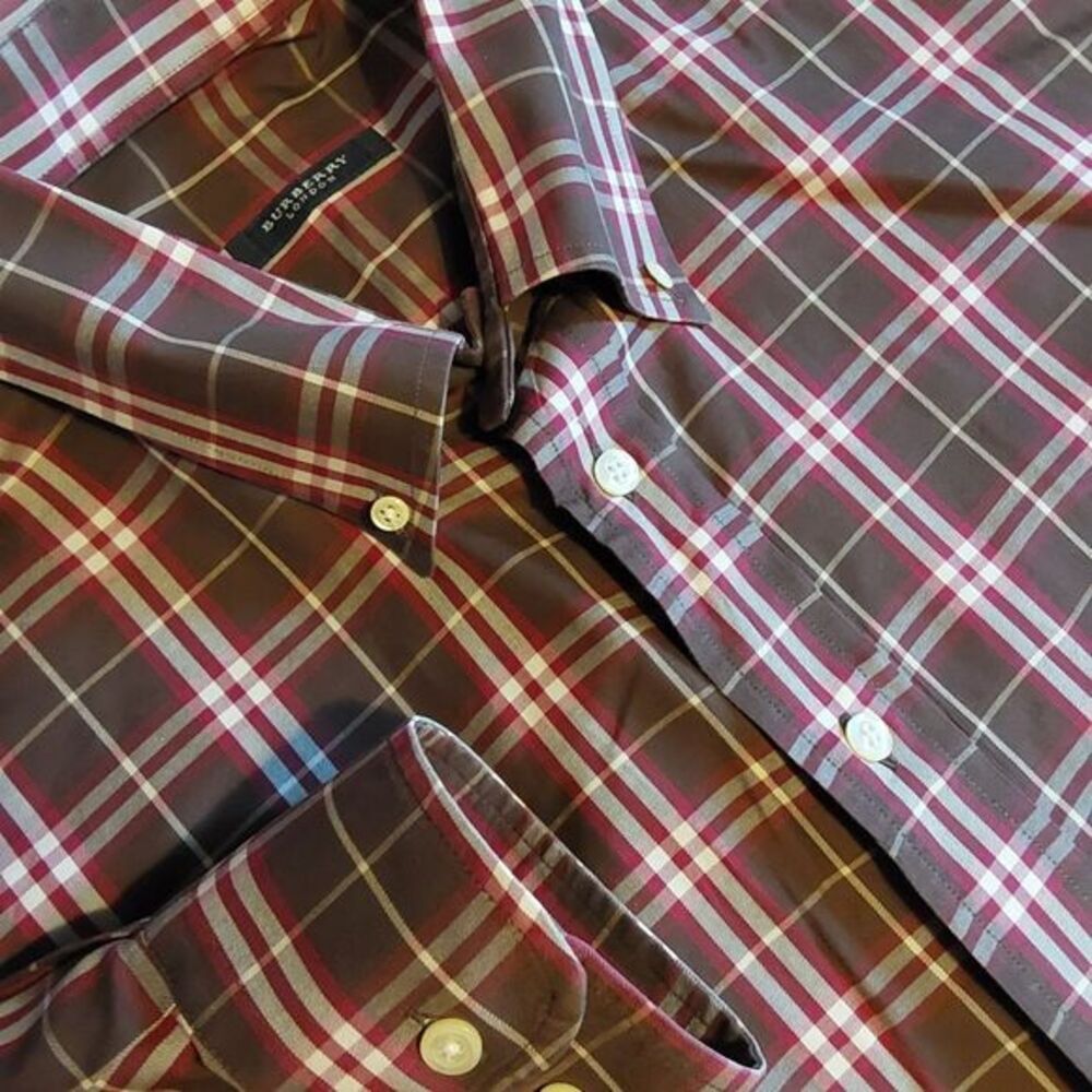 BURBERRY London Men's Plaid Long Sleeve  Designer Dress Shirt‎ Size XL